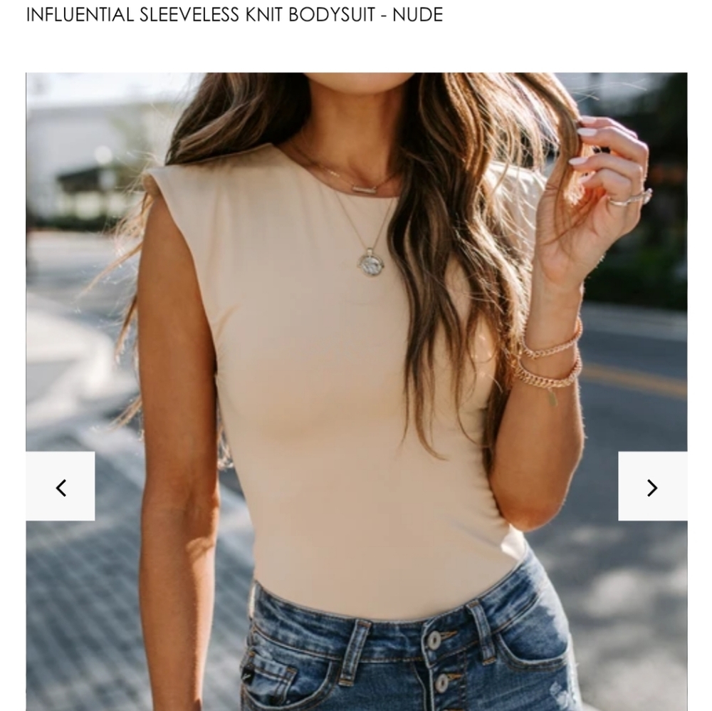 Sleeveless Knit Bodysuit - Nude, M